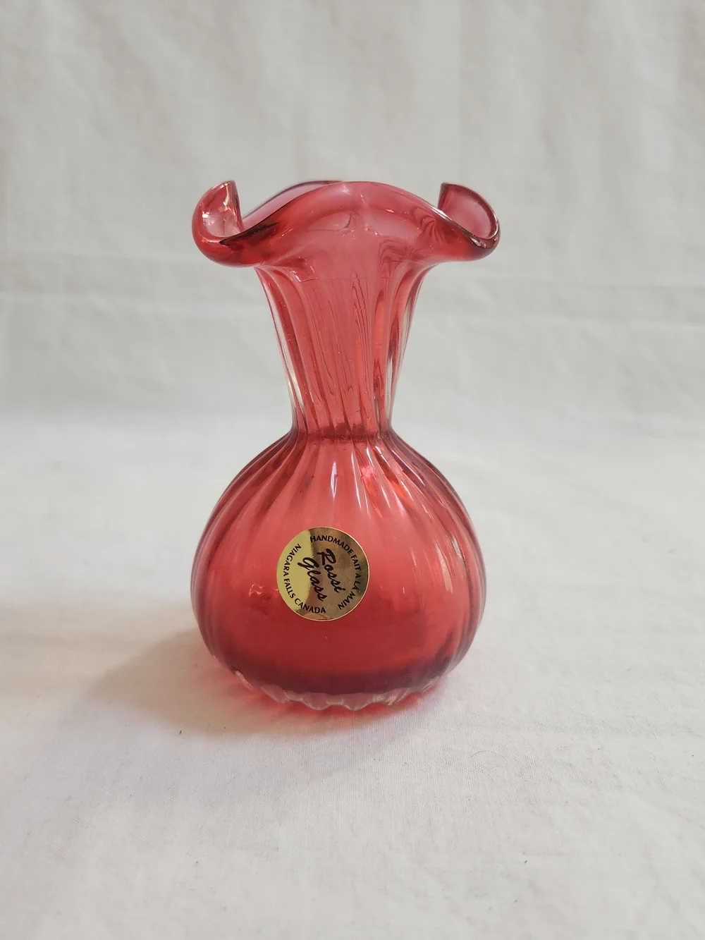 Rossi Glass Cranberry Art Glass Vase